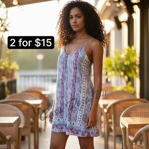 Boho Coastal Tribal Print Pastels Racerback Strappy Pretty Feminine Sundress